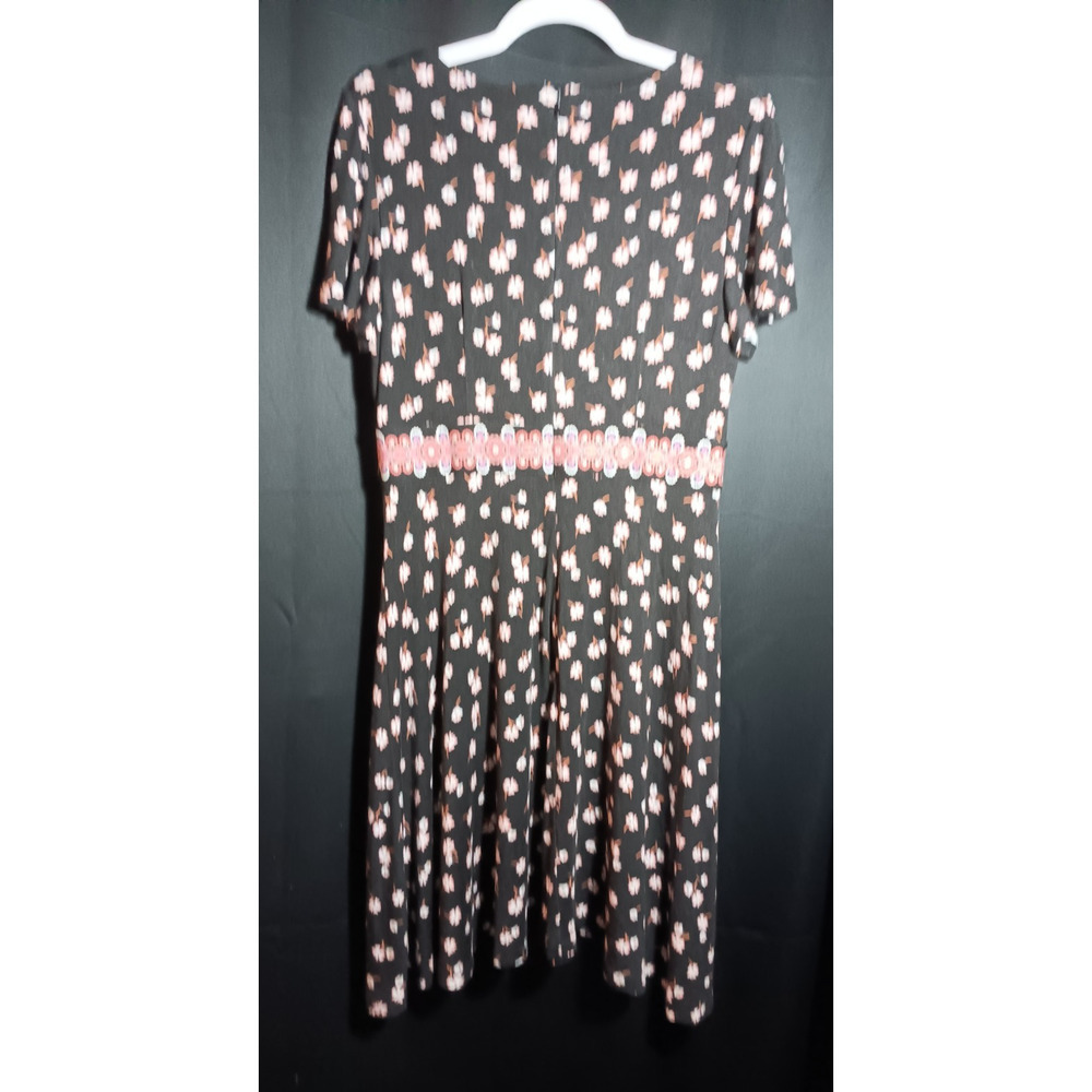 LOFT Women’s Dress Size 8 Black Pink Floral Short Sleeve V‑Neck Knee Length - Picture 4 of 4